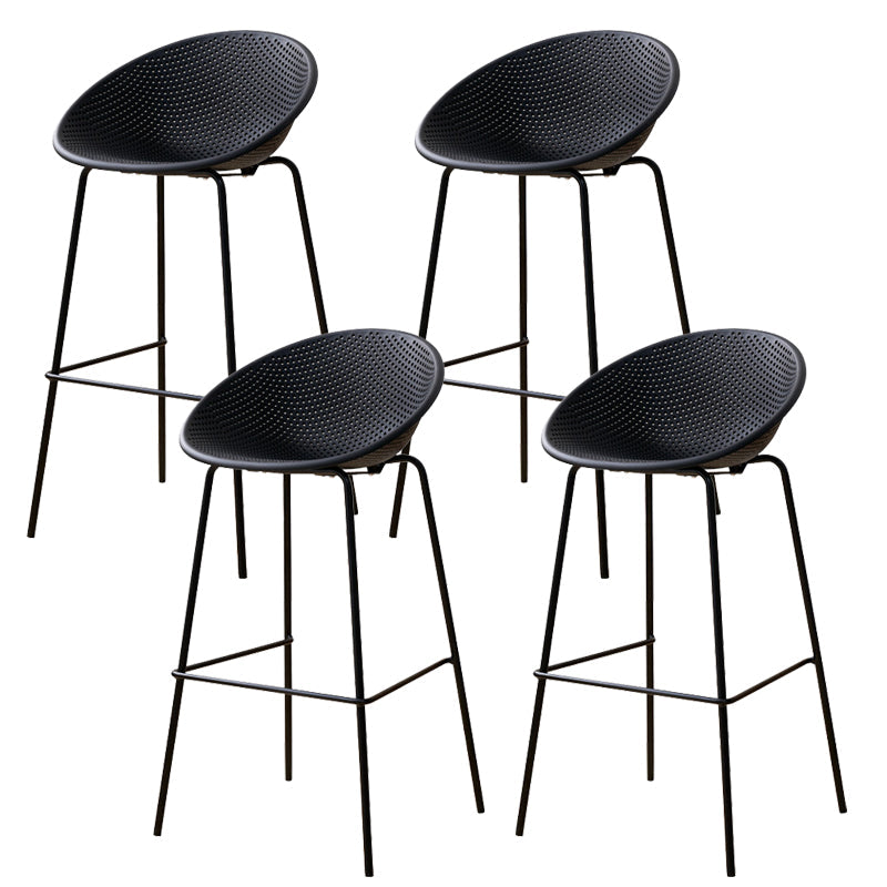 Nordic Backrest Counter Stool with Metal Base Plastic Armless Bar Chair with 4 Legs Black 4 Piece Set Bar Stool(30"H) Clearhalo 'Bar Furniture' 'Bar Stools' 'bar_stools' 'furn' 'furn_bar_stools' 'Furniture' 'Kitchen & Dining Furniture' 6318195