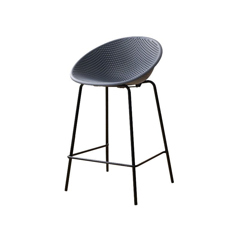 Nordic Backrest Counter Stool with Metal Base Plastic Armless Bar Chair with 4 Legs Grey 1 Piece Counter Stool(26"H) Clearhalo 'Bar Furniture' 'Bar Stools' 'bar_stools' 'furn' 'furn_bar_stools' 'Furniture' 'Kitchen & Dining Furniture' 6318200