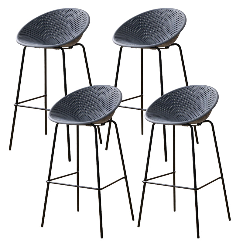 Nordic Backrest Counter Stool with Metal Base Plastic Armless Bar Chair with 4 Legs Grey 4 Piece Set Bar Stool(30"H) Clearhalo 'Bar Furniture' 'Bar Stools' 'bar_stools' 'furn' 'furn_bar_stools' 'Furniture' 'Kitchen & Dining Furniture' 6318207