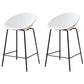 Nordic Backrest Counter Stool with Metal Base Plastic Armless Bar Chair with 4 Legs White 2 Piece Set Counter Stool(26"H) Clearhalo 'Bar Furniture' 'Bar Stools' 'bar_stools' 'furn' 'furn_bar_stools' 'Furniture' 'Kitchen & Dining Furniture' 6318211