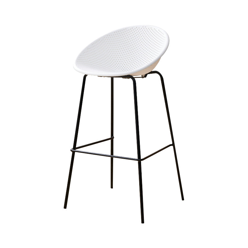 Nordic Backrest Counter Stool with Metal Base Plastic Armless Bar Chair with 4 Legs White 1 Piece Bar Stool(30"H) Clearhalo 'Bar Furniture' 'Bar Stools' 'bar_stools' 'furn' 'furn_bar_stools' 'Furniture' 'Kitchen & Dining Furniture' 6318215