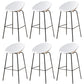 Nordic Backrest Counter Stool with Metal Base Plastic Armless Bar Chair with 4 Legs White 6 Piece Set Bar Stool(30"H) Clearhalo 'Bar Furniture' 'Bar Stools' 'bar_stools' 'furn' 'furn_bar_stools' 'Furniture' 'Kitchen & Dining Furniture' 6318218