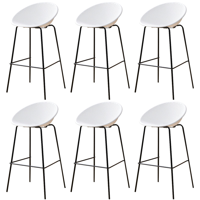Nordic Backrest Counter Stool with Metal Base Plastic Armless Bar Chair with 4 Legs White 6 Piece Set Bar Stool(30"H) Clearhalo 'Bar Furniture' 'Bar Stools' 'bar_stools' 'furn' 'furn_bar_stools' 'Furniture' 'Kitchen & Dining Furniture' 6318218