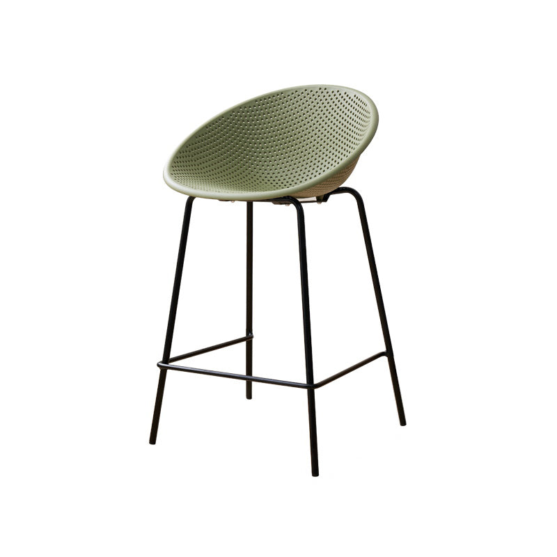 Nordic Backrest Counter Stool with Metal Base Plastic Armless Bar Chair with 4 Legs Green 1 Piece Counter Stool(26"H) Clearhalo 'Bar Furniture' 'Bar Stools' 'bar_stools' 'furn' 'furn_bar_stools' 'Furniture' 'Kitchen & Dining Furniture' 6318230