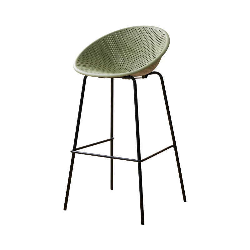 Nordic Backrest Counter Stool with Metal Base Plastic Armless Bar Chair with 4 Legs Green 1 Piece Bar Stool(30"H) Clearhalo 'Bar Furniture' 'Bar Stools' 'bar_stools' 'furn' 'furn_bar_stools' 'Furniture' 'Kitchen & Dining Furniture' 6318235