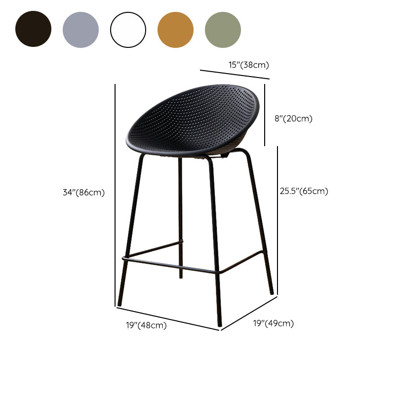 Nordic Backrest Counter Stool with Metal Base Plastic Armless Bar Chair with 4 Legs Clearhalo 'Bar Furniture' 'Bar Stools' 'bar_stools' 'furn' 'furn_bar_stools' 'Furniture' 'Kitchen & Dining Furniture' 6318240