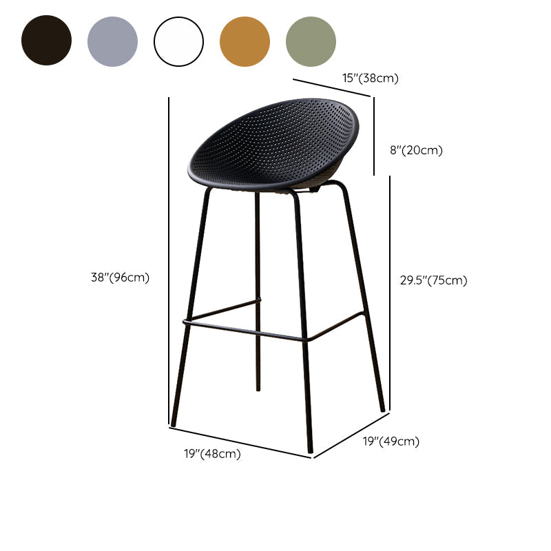 Nordic Backrest Counter Stool with Metal Base Plastic Armless Bar Chair with 4 Legs Clearhalo 'Bar Furniture' 'Bar Stools' 'bar_stools' 'furn' 'furn_bar_stools' 'Furniture' 'Kitchen & Dining Furniture' 6318241