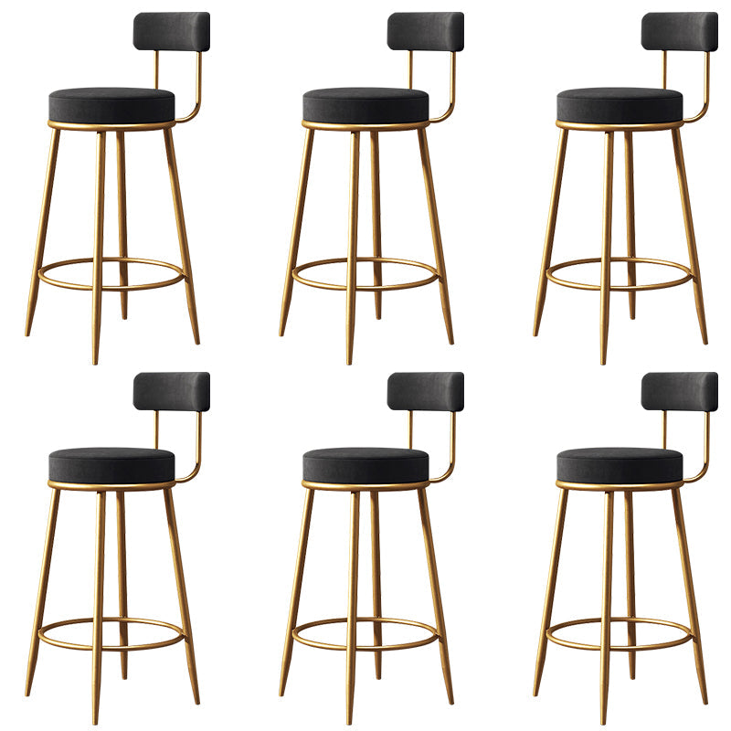 Glam Style Counter Stool Upholstered Living Room Bar Stool with Gold Frame