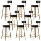 Glam Style Counter Stool Upholstered Living Room Bar Stool with Gold Frame