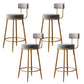 Glam Style Counter Stool Upholstered Living Room Bar Stool with Gold Frame