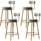 Glam Style Counter Stool Upholstered Living Room Bar Stool with Gold Frame