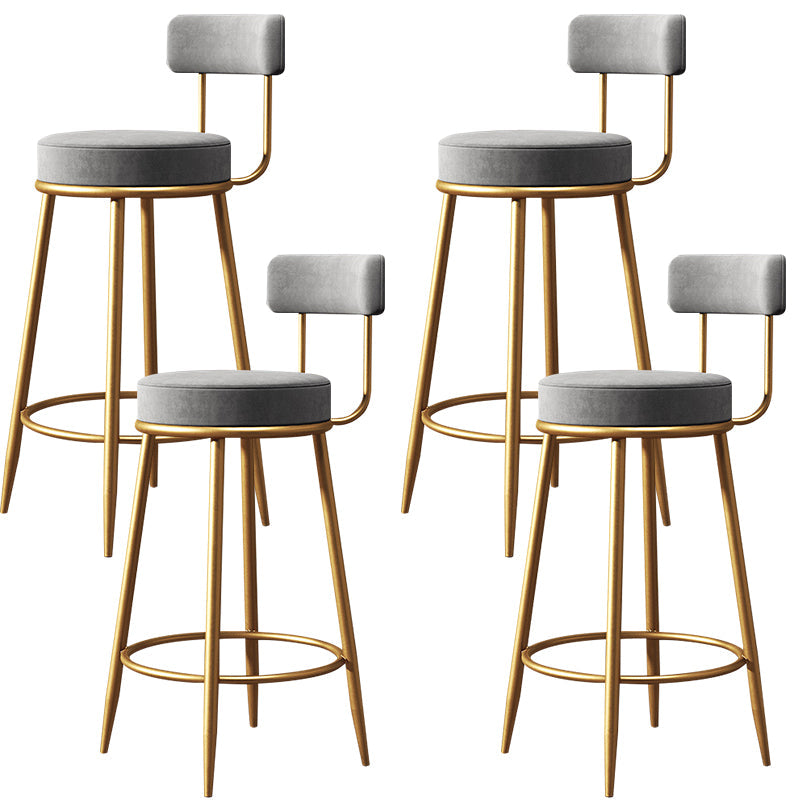 Glam Style Counter Stool Upholstered Living Room Bar Stool with Gold Frame