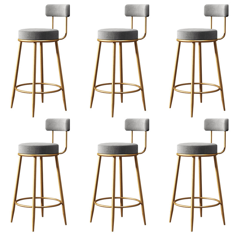 Glam Style Counter Stool Upholstered Living Room Bar Stool with Gold Frame
