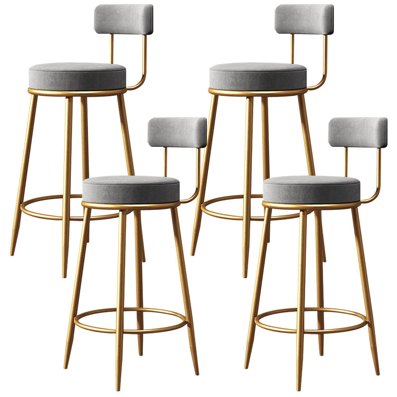 Glam Style Counter Stool Upholstered Living Room Bar Stool with Gold Frame