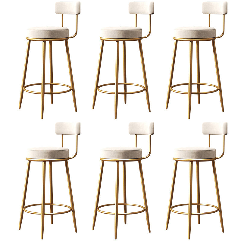 Glam Style Counter Stool Upholstered Living Room Bar Stool with Gold Frame