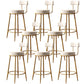 Glam Style Counter Stool Upholstered Living Room Bar Stool with Gold Frame