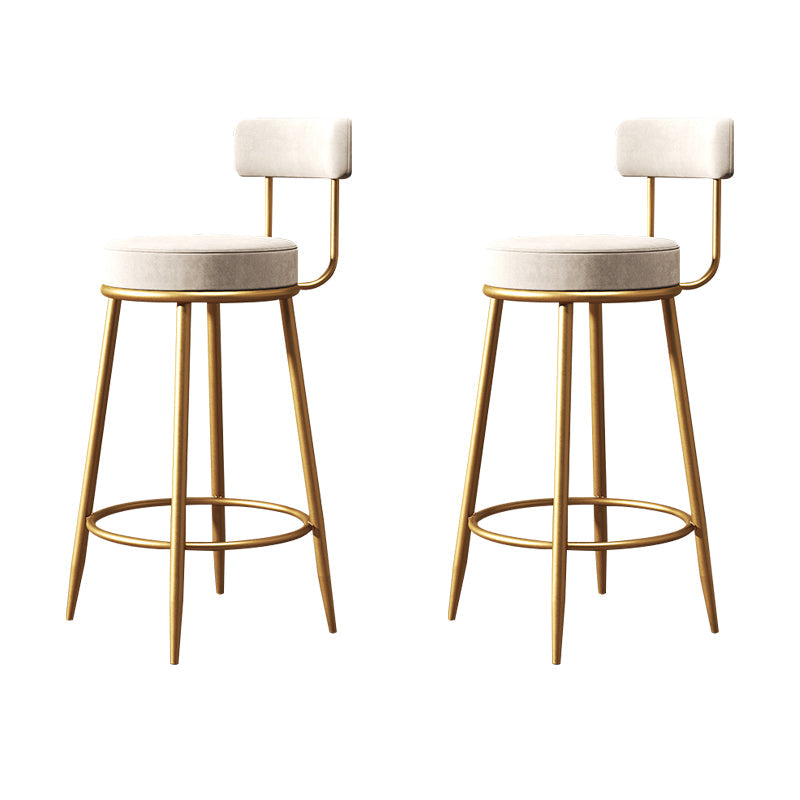 Glam Style Counter Stool Upholstered Living Room Bar Stool with Gold Frame