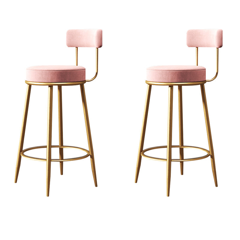 Glam Style Counter Stool Upholstered Living Room Bar Stool with Gold Frame