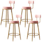 Glam Style Counter Stool Upholstered Living Room Bar Stool with Gold Frame