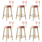 Glam Style Counter Stool Upholstered Living Room Bar Stool with Gold Frame