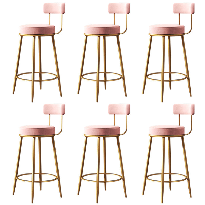 Glam Style Counter Stool Upholstered Living Room Bar Stool with Gold Frame