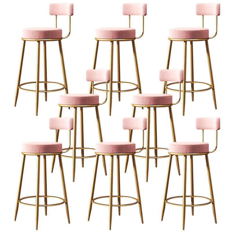Glam Style Counter Stool Upholstered Living Room Bar Stool with Gold Frame