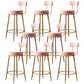 Glam Style Counter Stool Upholstered Living Room Bar Stool with Gold Frame