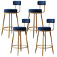 Glam Style Counter Stool Upholstered Living Room Bar Stool with Gold Frame
