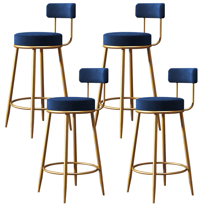 Glam Style Counter Stool Upholstered Living Room Bar Stool with Gold Frame
