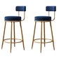 Glam Style Counter Stool Upholstered Living Room Bar Stool with Gold Frame