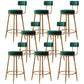 Glam Style Counter Stool Upholstered Living Room Bar Stool with Gold Frame
