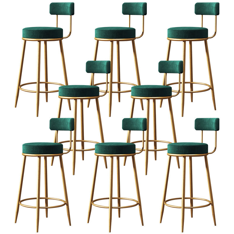 Glam Style Counter Stool Upholstered Living Room Bar Stool with Gold Frame