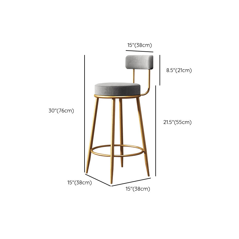 Glam Style Counter Stool Upholstered Living Room Bar Stool with Gold Frame
