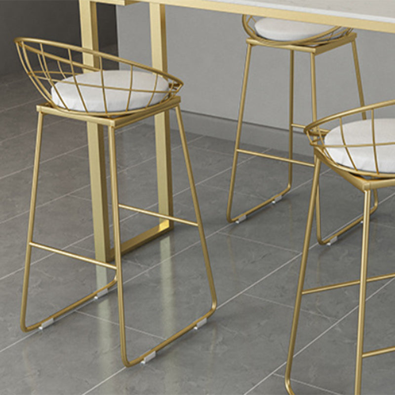 Glam Upholstered Counter Stool Low Back Stool with Gold Frame Clearhalo 'Bar Furniture' 'Bar Stools' 'bar_stools' 'furn' 'furn_bar_stools' 'Furniture' 'Kitchen & Dining Furniture' 6318341