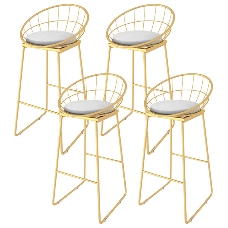 Glam Upholstered Counter Stool Low Back Stool with Gold Frame 4 Piece Set Sled Clearhalo 'Bar Furniture' 'Bar Stools' 'bar_stools' 'furn' 'furn_bar_stools' 'Furniture' 'Kitchen & Dining Furniture' 6318342