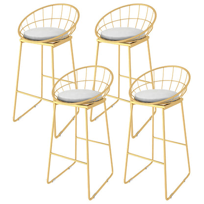 Glam Upholstered Counter Stool Low Back Stool with Gold Frame 4 Piece Set Sled Clearhalo 'Bar Furniture' 'Bar Stools' 'bar_stools' 'furn' 'furn_bar_stools' 'Furniture' 'Kitchen & Dining Furniture' 6318342