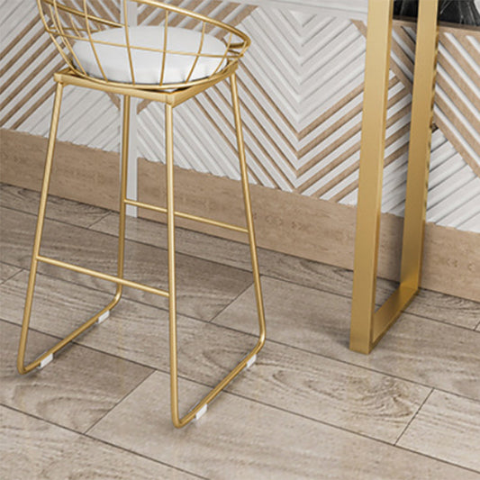 Glam Upholstered Counter Stool Low Back Stool with Gold Frame Clearhalo 'Bar Furniture' 'Bar Stools' 'bar_stools' 'furn' 'furn_bar_stools' 'Furniture' 'Kitchen & Dining Furniture' 6318343