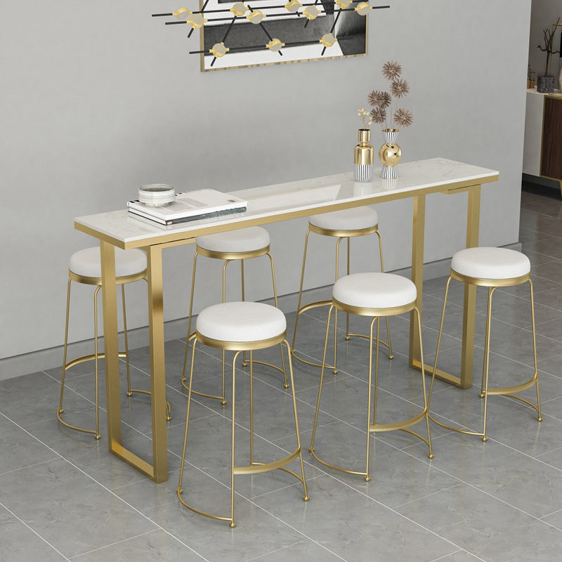 Glam Style Counter Stool Upholstered Round Bar Stool with Gold Frame Clearhalo 'Bar Furniture' 'Bar Stools' 'bar_stools' 'furn' 'furn_bar_stools' 'Furniture' 'Kitchen & Dining Furniture' 6318352