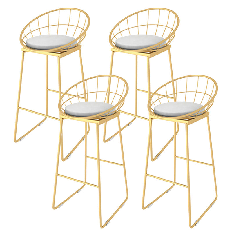 Glam Style Counter Stool Upholstered Round Bar Stool with Gold Frame With Back 4 Piece Set Clearhalo 'Bar Furniture' 'Bar Stools' 'bar_stools' 'furn' 'furn_bar_stools' 'Furniture' 'Kitchen & Dining Furniture' 6318353