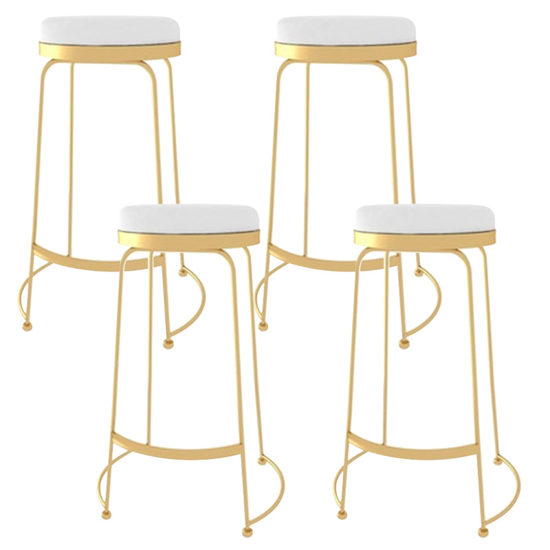 Glam Style Counter Stool Upholstered Round Bar Stool with Gold Frame Backless 4 Piece Set Clearhalo 'Bar Furniture' 'Bar Stools' 'bar_stools' 'furn' 'furn_bar_stools' 'Furniture' 'Kitchen & Dining Furniture' 6318356