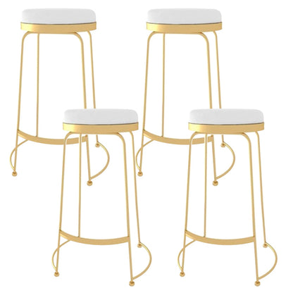 Glam Style Counter Stool Upholstered Round Bar Stool with Gold Frame Backless 4 Piece Set Clearhalo 'Bar Furniture' 'Bar Stools' 'bar_stools' 'furn' 'furn_bar_stools' 'Furniture' 'Kitchen & Dining Furniture' 6318356