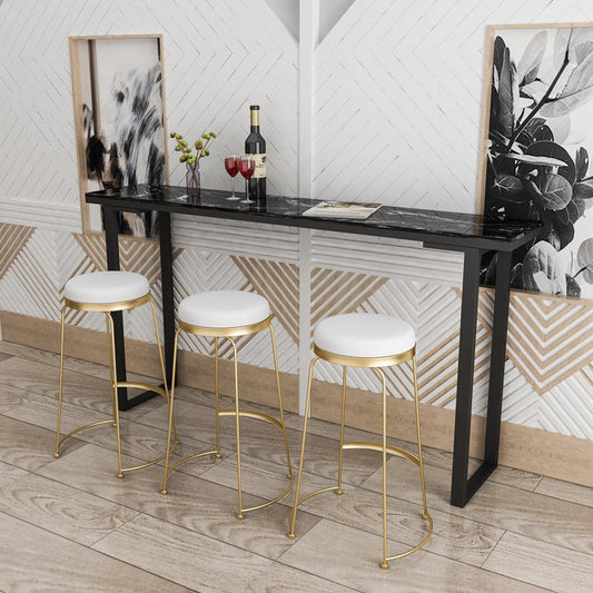 Glam Style Counter Stool Upholstered Round Bar Stool with Gold Frame Clearhalo 'Bar Furniture' 'Bar Stools' 'bar_stools' 'furn' 'furn_bar_stools' 'Furniture' 'Kitchen & Dining Furniture' 6318357