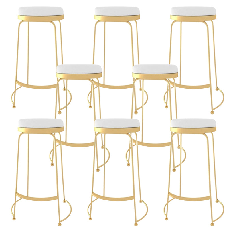 Glam Style Counter Stool Upholstered Round Bar Stool with Gold Frame Backless 8 Piece Set Clearhalo 'Bar Furniture' 'Bar Stools' 'bar_stools' 'furn' 'furn_bar_stools' 'Furniture' 'Kitchen & Dining Furniture' 6318358