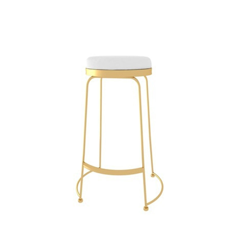 Glam Style Counter Stool Upholstered Round Bar Stool with Gold Frame Clearhalo 'Bar Furniture' 'Bar Stools' 'bar_stools' 'furn' 'furn_bar_stools' 'Furniture' 'Kitchen & Dining Furniture' 6318360