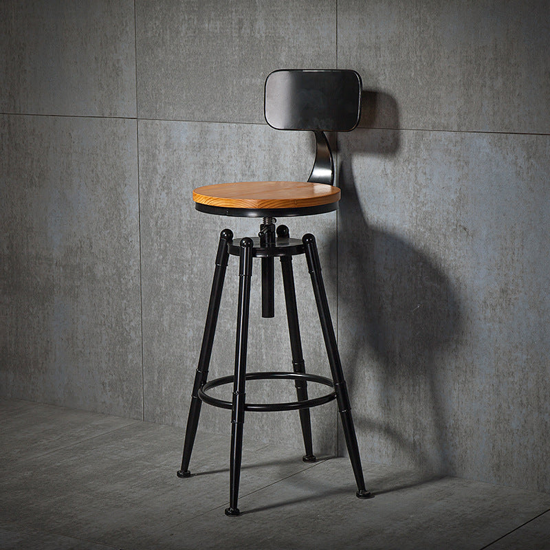Solid Wood Counter Stool Industrial Adjustable Height Stool for Living Room With Back 1 Piece Clearhalo 'Bar Furniture' 'Bar Stools' 'bar_stools' 'furn' 'furn_bar_stools' 'Furniture' 'Kitchen & Dining Furniture' 6318365