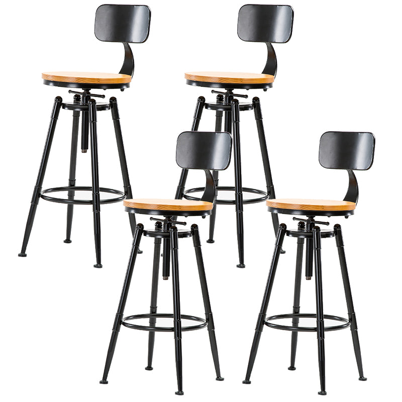 Solid Wood Counter Stool Industrial Adjustable Height Stool for Living Room With Back 4 Piece Set Clearhalo 'Bar Furniture' 'Bar Stools' 'bar_stools' 'furn' 'furn_bar_stools' 'Furniture' 'Kitchen & Dining Furniture' 6318368