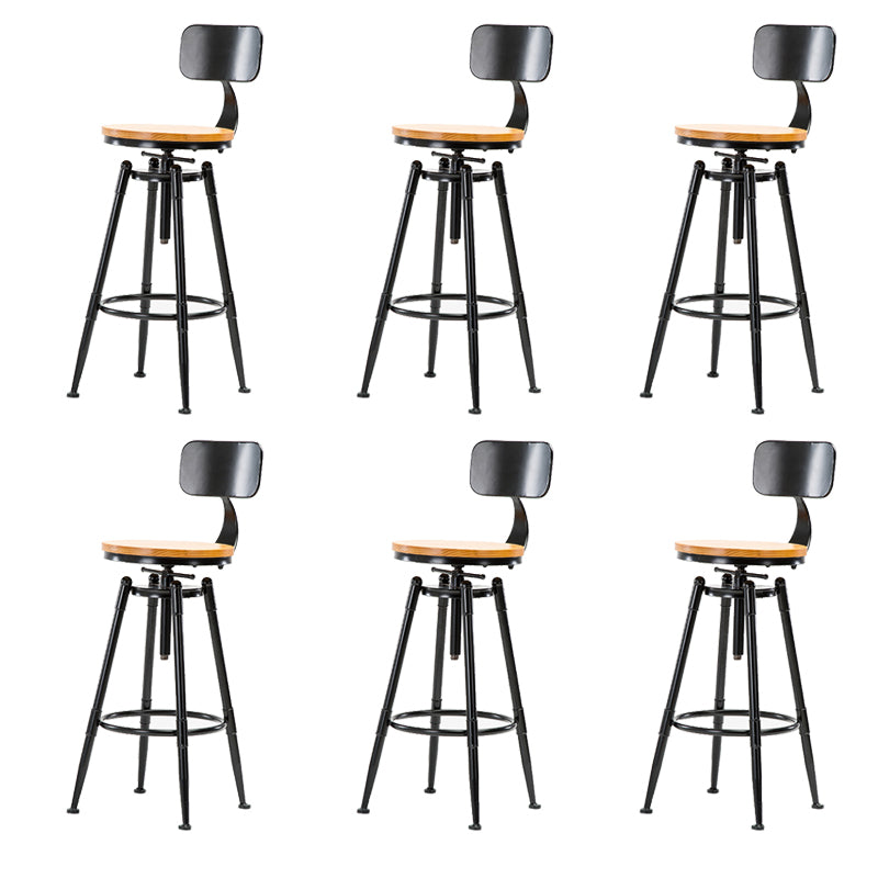 Solid Wood Counter Stool Industrial Adjustable Height Stool for Living Room With Back 6 Piece Set Clearhalo 'Bar Furniture' 'Bar Stools' 'bar_stools' 'furn' 'furn_bar_stools' 'Furniture' 'Kitchen & Dining Furniture' 6318370
