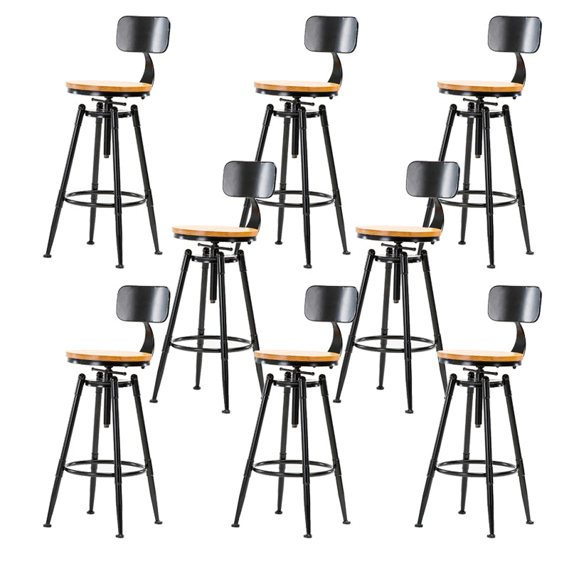 Solid Wood Counter Stool Industrial Adjustable Height Stool for Living Room With Back 8 Piece Set Clearhalo 'Bar Furniture' 'Bar Stools' 'bar_stools' 'furn' 'furn_bar_stools' 'Furniture' 'Kitchen & Dining Furniture' 6318372