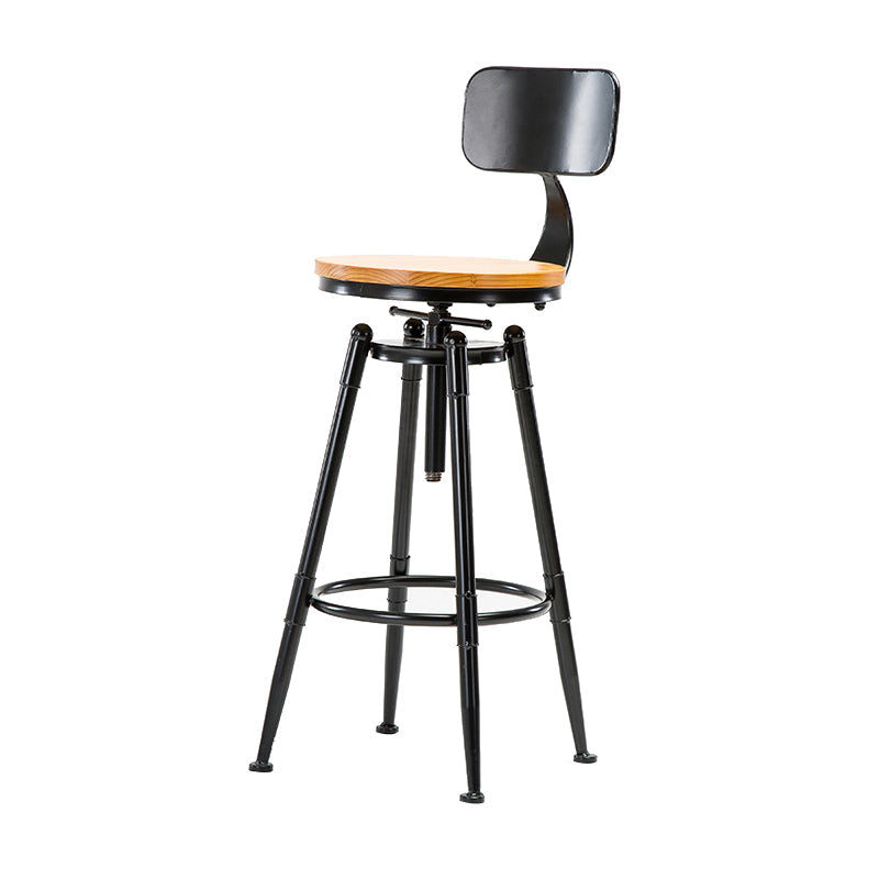 Solid Wood Counter Stool Industrial Adjustable Height Stool for Living Room Clearhalo 'Bar Furniture' 'Bar Stools' 'bar_stools' 'furn' 'furn_bar_stools' 'Furniture' 'Kitchen & Dining Furniture' 6318373
