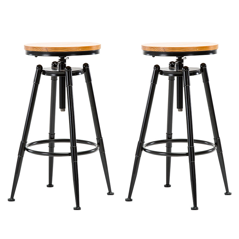 Solid Wood Counter Stool Industrial Adjustable Height Stool for Living Room Backless 2 Piece Set Clearhalo 'Bar Furniture' 'Bar Stools' 'bar_stools' 'furn' 'furn_bar_stools' 'Furniture' 'Kitchen & Dining Furniture' 6318376